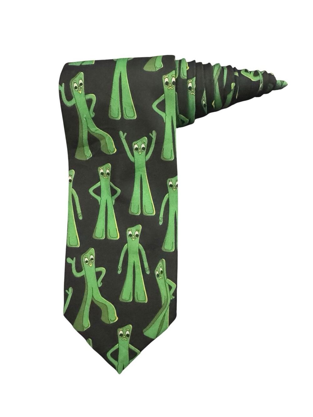 Ralph Marlin Gumby Vintage Novelty Necktie Polyester Black Green 1995